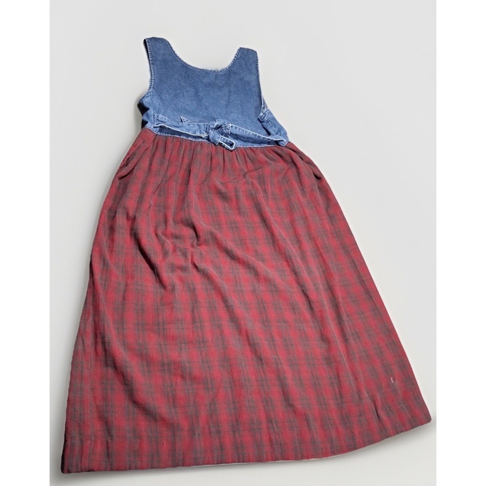 Vintage Woolrich Overall Dress Red Plaid Flannel Pinafore Jumper Country Medium - Picture 16 of 16